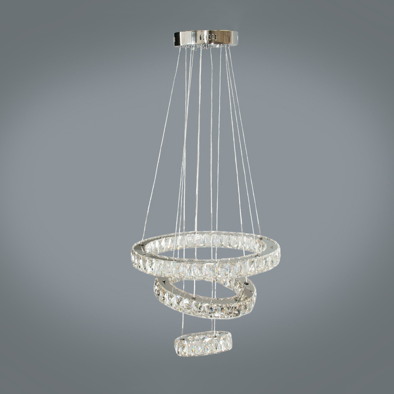 Кришталева підвісна світлодіодна люстра "Кола Сатурна" 56 Вт на пульті д/у LS-8312-6A/480+340+190, фото 1