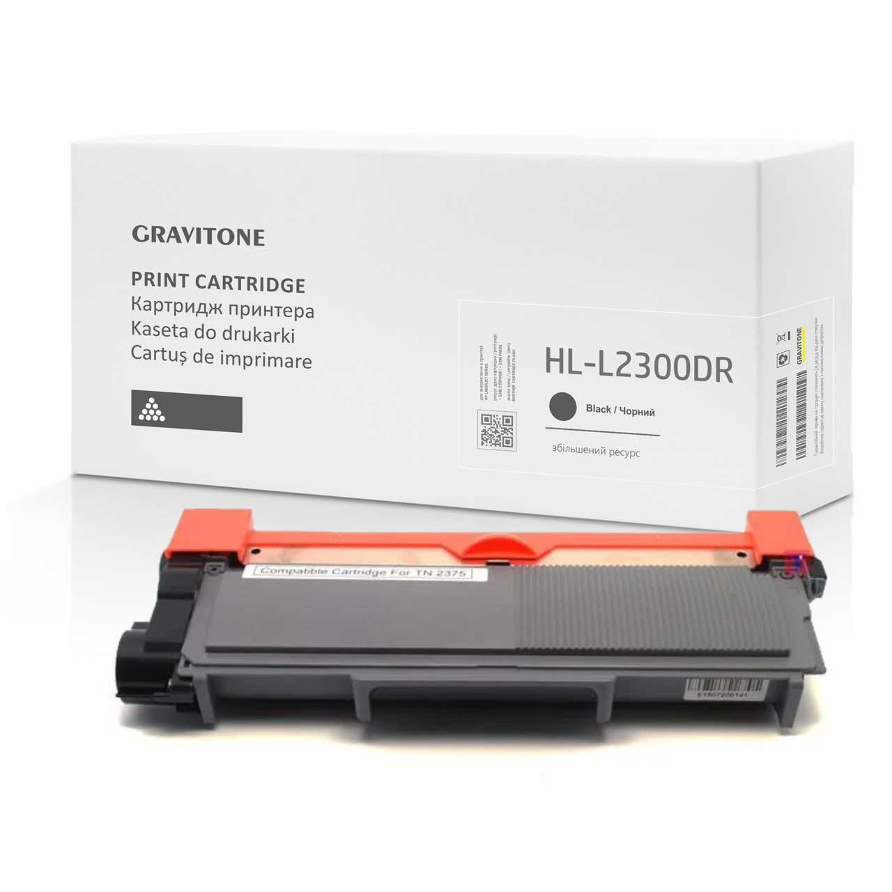 Сумісний картридж Brother HL-L2300DR (тонер-картридж) підвищений ресурс, 3.000 стор., аналог від Gravitone, фото 1