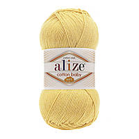 Alize COTTON BABY SOFT (Коттон Бейби Софт) № 250 желтый (Пряжа хлопок с акрилом, нитки для вязания)