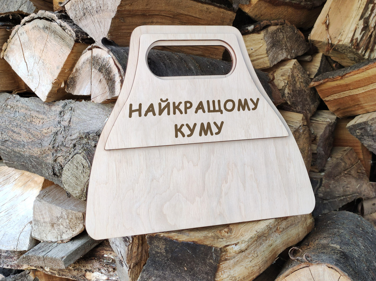Дерев'яний віяло для мангалу з гравіюванням, фото 1