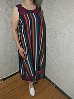 Гарна сукня у смужку для жінок, літня повсякденна туніка, розмір 58-60.