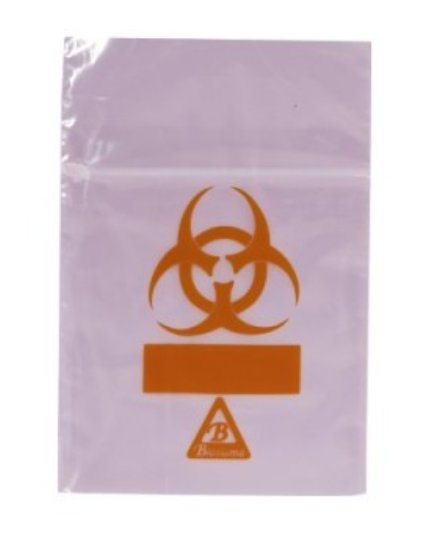 Пакет для транспортування біоматеріалів і з символом «Biohazard», рожевий