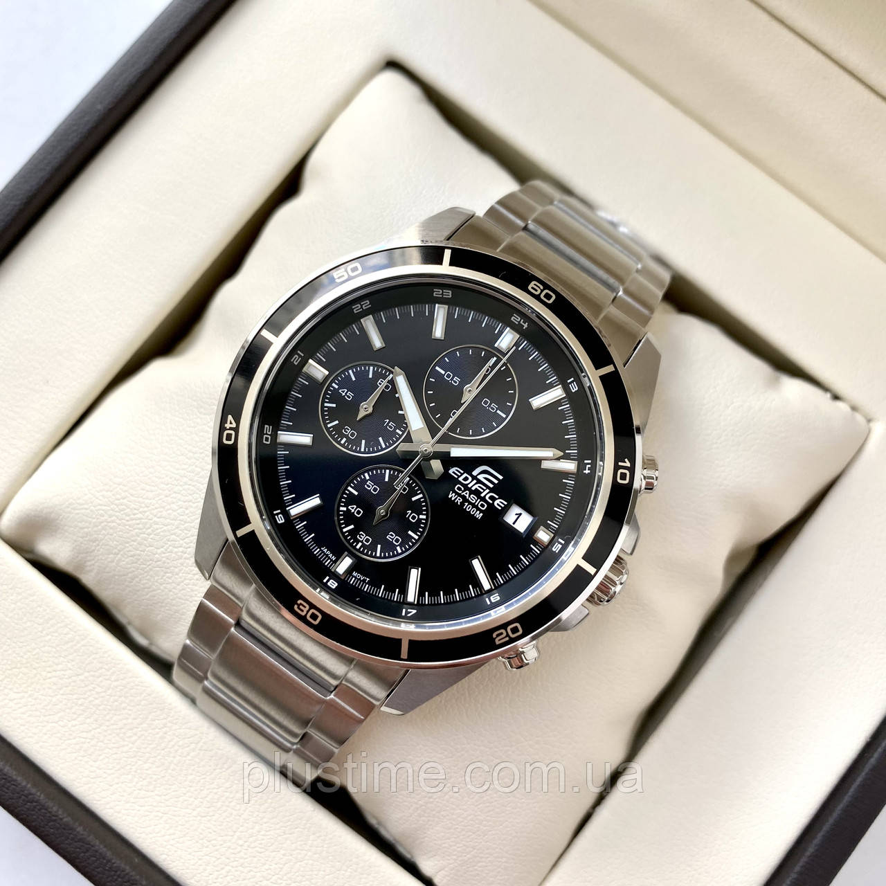 Годинник CASIO Edifice EFR-526D-1AVUEF наручний класичний водостійкий з хронографом на сталевому ремінці - фото 1 - id-p1429223296