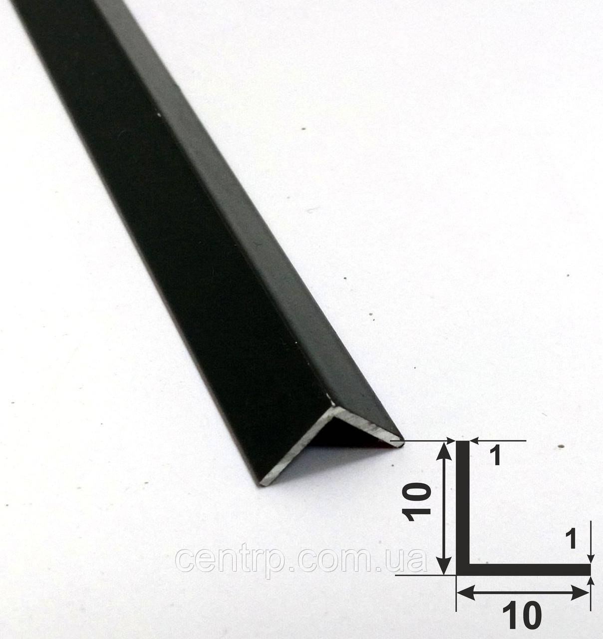 Декоративный алюминиевый черный уголок 10х10х1. Длина 3,0 м, цвет Черный матовый - фото 1 - id-p952780482
