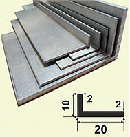 Уголок алюминиевый 10х20х2 разнополочный разносторонний 3,0 м. Серебро (анод)