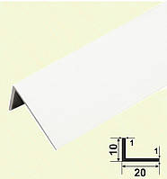 Алюмінієвий білий куточок 10х20х1. довжина 3,0м. Колір Білосніжний.
