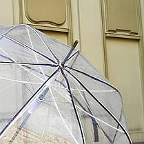 Прозора парасолька-тростина 8 спиць Якість!! жіноча купольна парасолька тростина напівавтомат купол грибком, фото 2
