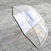 Прозора парасолька-тростина 8 спиць Якість!! жіноча купольна парасолька тростина напівавтомат купол грибком, фото 3