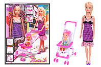 Кукла шарнирная с коляской и ребёнком 68082 кукольный набор мама и ребёнок