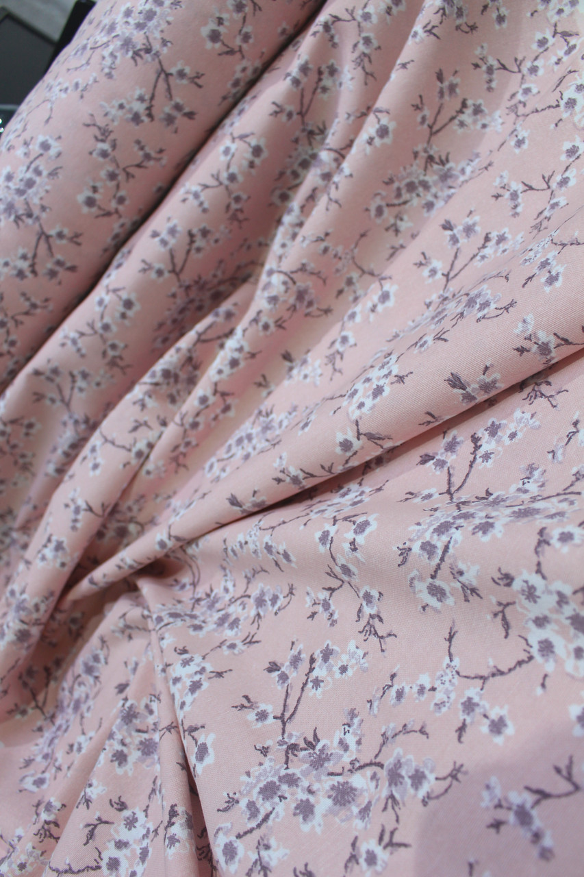Тканина для штор бавовна квіти сакура рожевий колір в спальну, зал Туреччина