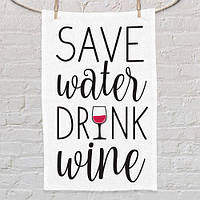 Полотенце маленькое с принтом Save water drink wine