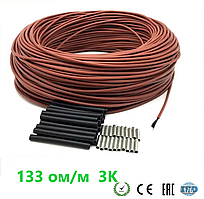133 Ом/м. Нагрівальний кабель для обігріву резервуарів | 133ом/метр, ізоляція - силікон | Гарантія якості