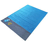 Підстилка для пляжу водонепроникна синя 148х141 килимок для пікніка кемпінгу складаний, фото 7
