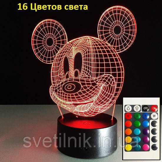 3D Світильник, "Мікі Маус", Оригінальні подарунки дітям, подарунок дочці на день народження