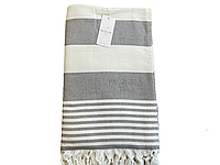 Пляжное полотенце Maison Dor Primavera Beach Grey White хлопок 100-200 см серое