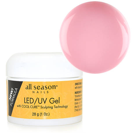 Прозоро-рожевий LED/UV-гель All Season Pink, 28 г, фото 2