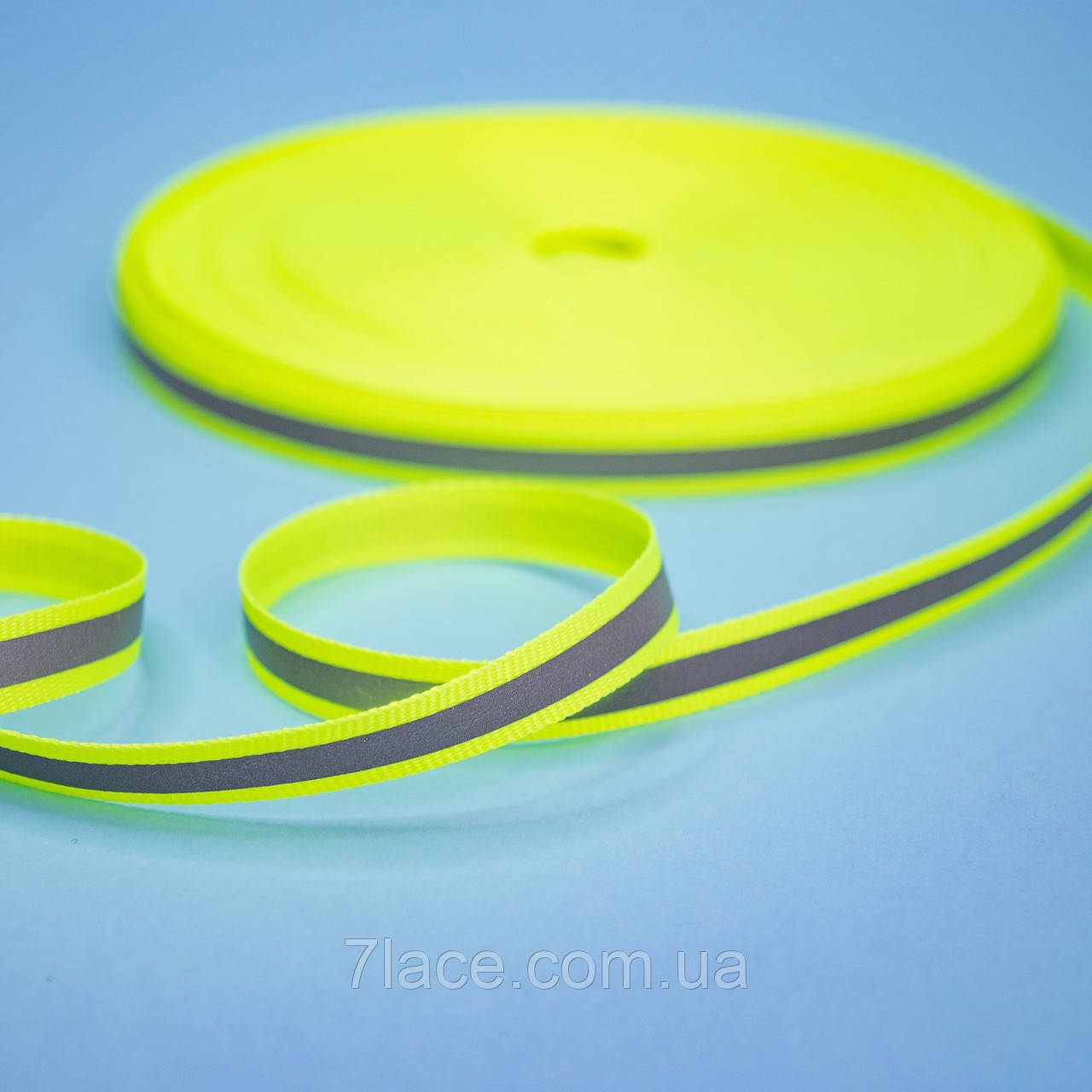 Репсова стрічка (тасьма) світловідбивна/колір салатовий/ширина 2 см/замовлення від 1 м