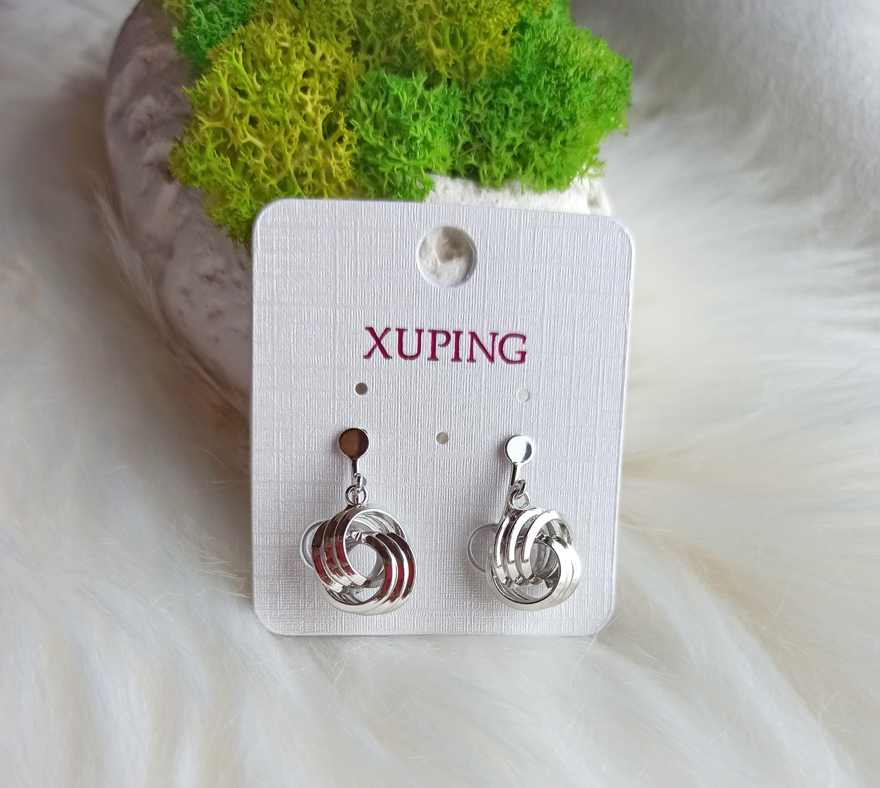 Кліпси Xuping Ювелірна біжутерія Сріблястий Родій 18К Циркон 13 мм × 12 мм