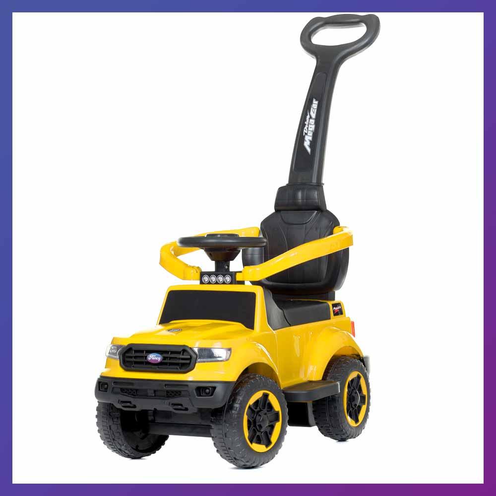 Дитячий електромобіль-толокар Ford М 4564B з батьківською ручкою 2в1 жовтий, фото 1