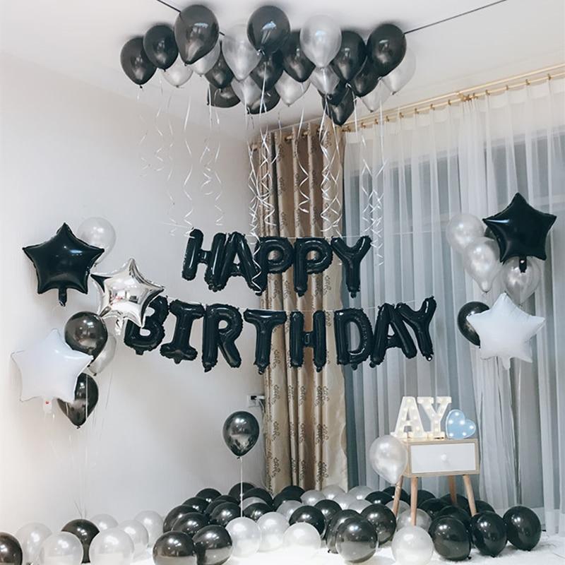 Фольговані літери чорні HAPPY BIRTHDAY на день народження. Гірлянда напис із куль 1979