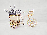 Декоративне дерев'яне кашпо Велосипед. Кашпо з фанери для декору та композицій 33см