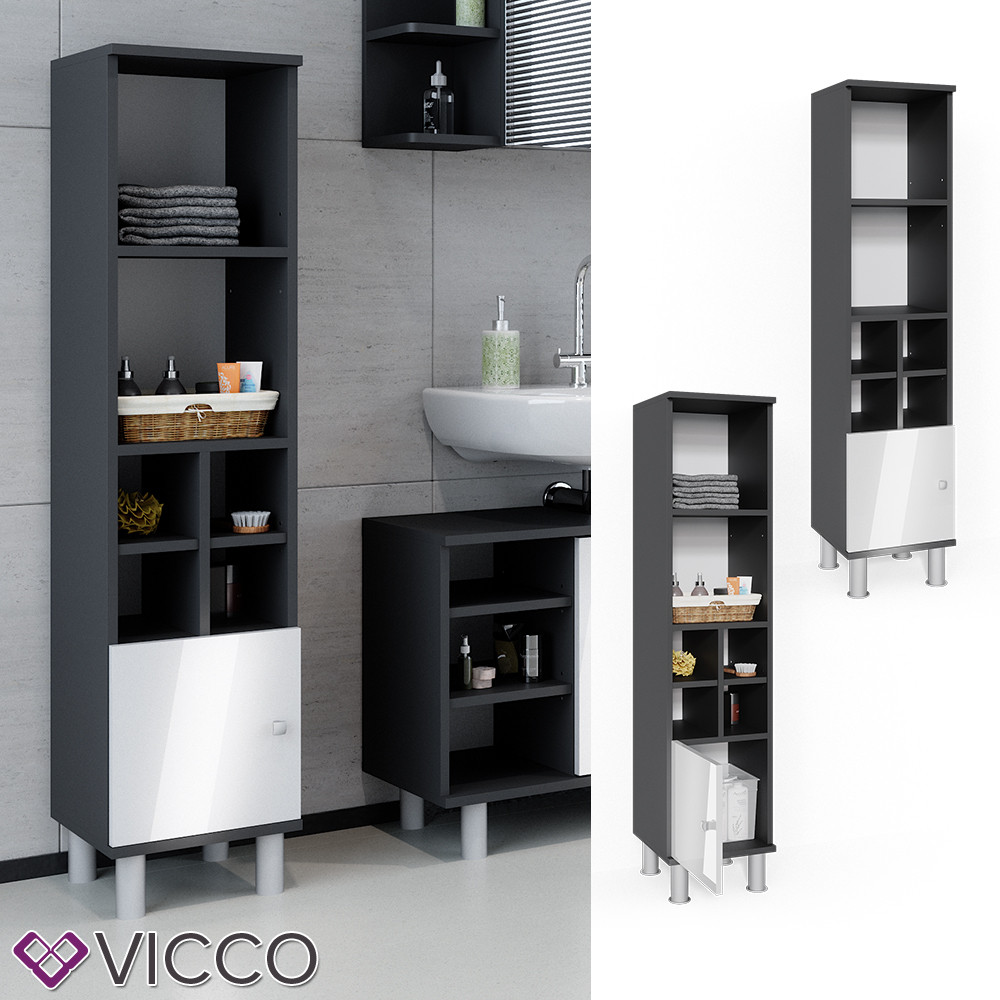 Шафка у ванну 30x131 Vicco Fynn, антрацит, білий