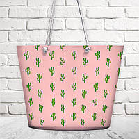Пляжна сумка Malibu Кактуси на рожевому фоні 50х36х15 см (MAL_20J044)