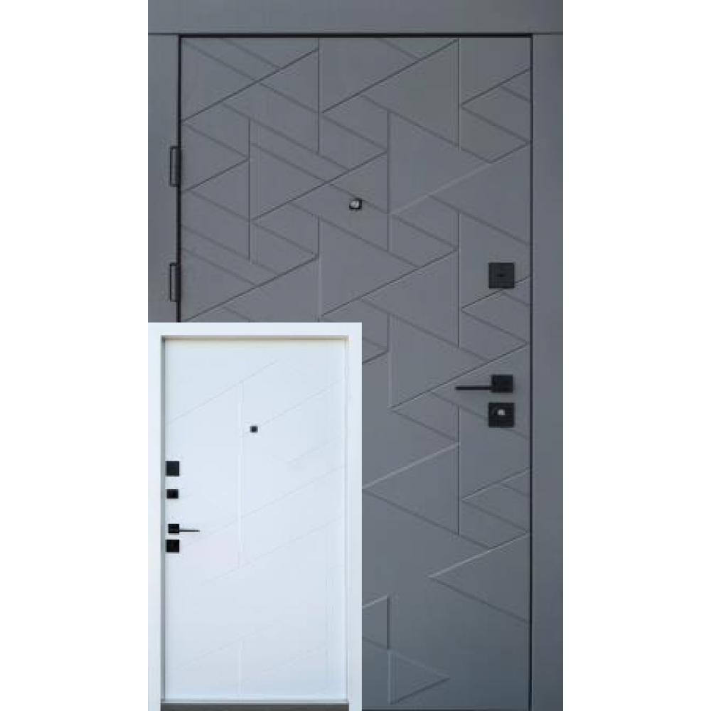 Вхідні двері Qdoors Ультра Фрост грифель структури/софт біле дерево
