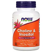 Холин и Инозитол Now Foods Choline & Inositol для здоровья мозга и нервной системы 100 растительных капсул