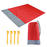 Підстилка для пляжу водонепроникна червона 148х141 килимок для пікніка кемпінгу складаний, фото 2