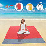 Підстилка для пляжу водонепроникна червона 148х141 килимок для пікніка кемпінгу складаний, фото 5