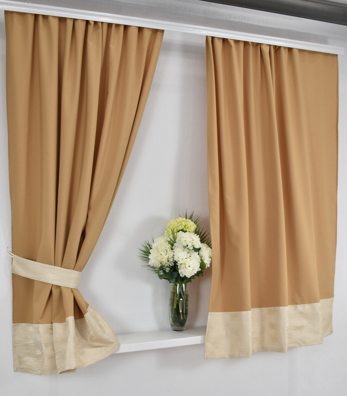 Кухонний комплект штор + підхоплення "Фабіан" Латте