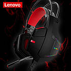 DR Навушники накладні Lenovo HU85 ігрові з LED-підсвіткою USB black red, фото 5