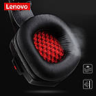 DR Навушники накладні Lenovo HU85 ігрові з LED-підсвіткою USB black red, фото 4