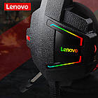 DR Навушники накладні Lenovo HU85 ігрові з LED-підсвіткою USB black red, фото 3