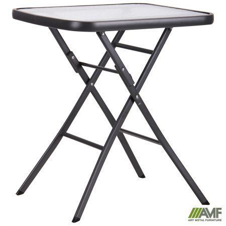 Садовий складаний стіл AMF Mexico каркас метал темно-сірий квадратна стільниця скло