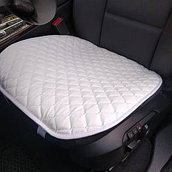 Біла накидка на переднє сидіння зі стьобаної екошкіри