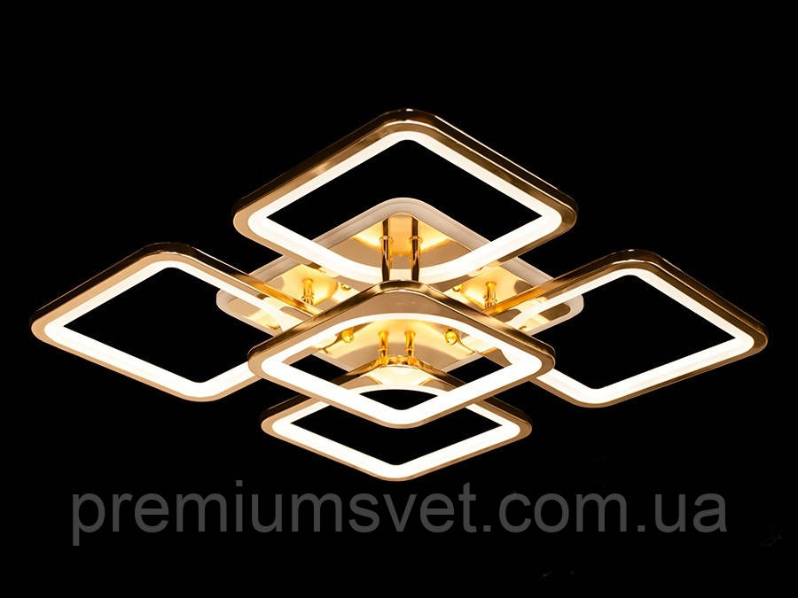 Люстра стельова світлодіодна в золоті 8060/4+1 G LED 3color dimmer, фото 1