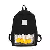 Рюкзак школьный стильный молодежный с прикольными утками чёрный в стиле Канкен для подростка