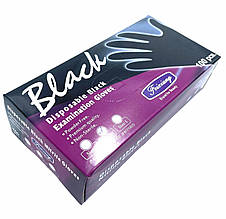 Одноразові чорні неопудрені рукавички (нітрилові + вінілові), 100 шт/уп.