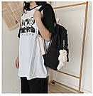 Рюкзак шкільний для дівчинки стильний міський Rentegner чорний водонепроникний з брелком і ромашкою, фото 7