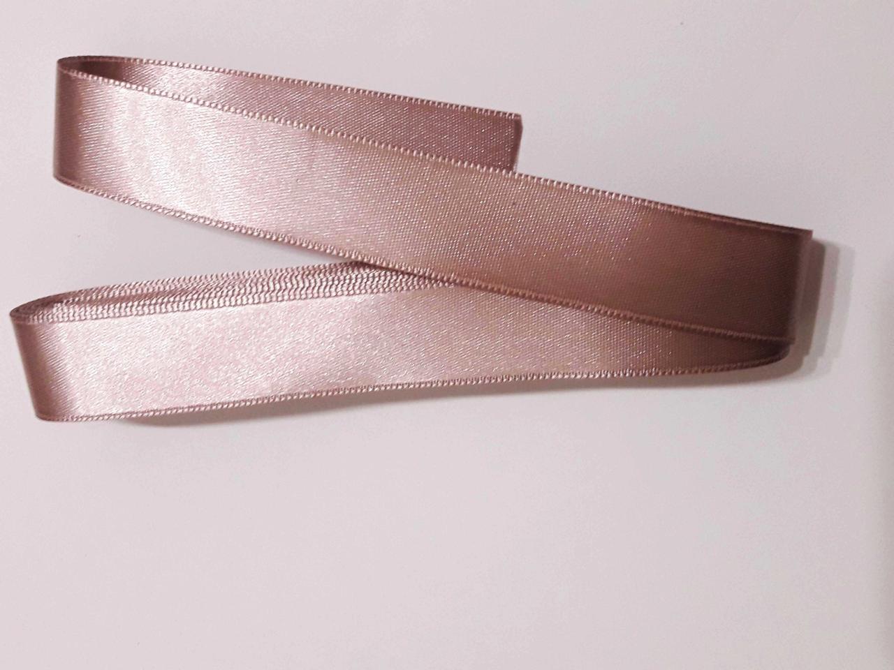 Стрічка атласна двостороння 2 см ( 10 метрів) бежево-рожева Н026