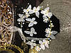 Віночок на голову весільної та сережки білий вінок на стрічках, фото 2