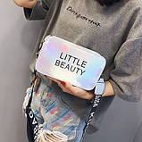Дефект! Жіноча дитяча прямокутна голографічна сумка крос-боді LITTLE BEAUTY сіра срібна, фото 5