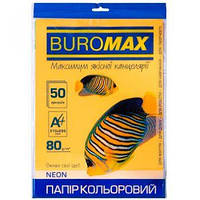 Бумага цветная А4 80г/м2 Neon оранжевая 50 листов BUROMAX ВМ.2721550-11