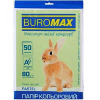 Бумага цветная А4 80г/м2 Pastel светло-зеленая 50 листов BUROMAX BM.2721250-15