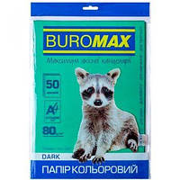 Бумага цветная А4 80г/м2 DARK темно-зеленая 50 листов BUROMAX ВМ.2721450-04