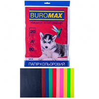 Бумага цветная А4 80г/м2 Dark+Neon 50 листов 10 цветов BUROMAX ВМ.2721050-99