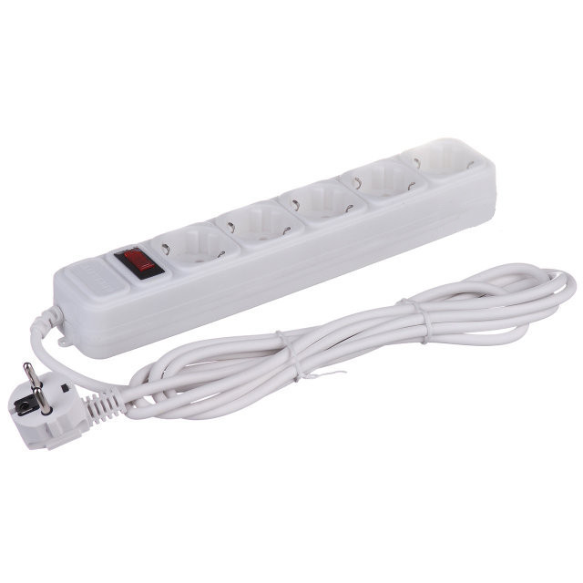 Подовжувач мережевий Greelite SP5-5M, 5 розеток, білий 4800, фото 1