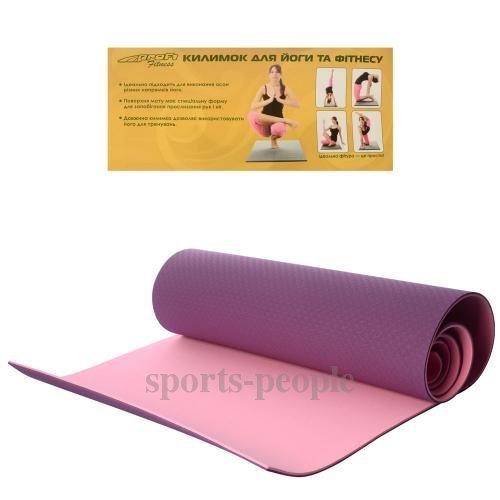 Килимок для йоги та фітнесу MS 0613-1, ТРЕ, двошаровий, 183×61×0.6 см, різном. кольори